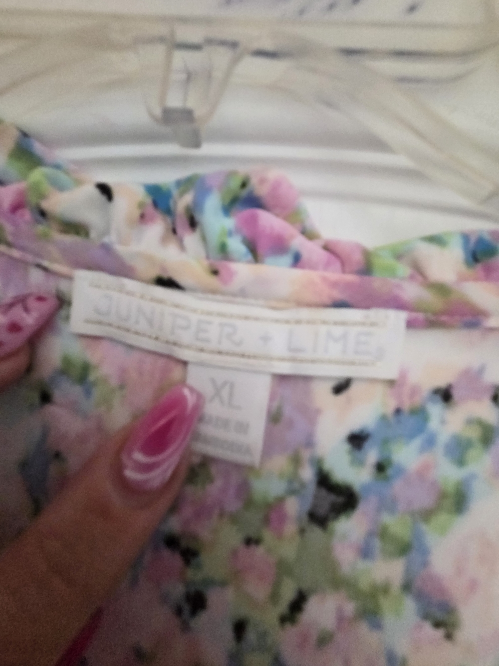 Floral Ruffled Pink Peasant Tunic - Relaxed 3/4 Sleeve - Picture 5 of 7